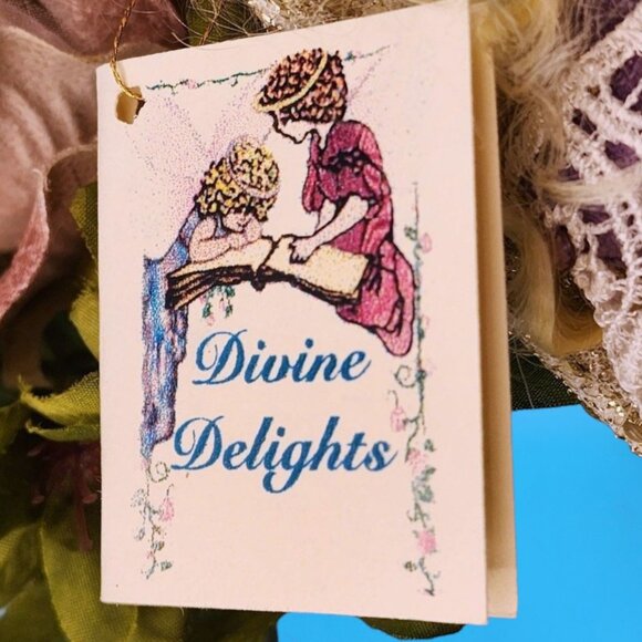 Victorian Angel Ornament Purple Velvet Lace Guardian Angel Artist Sandie Nowell - Picture 3 of 10